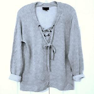 Bobeau Lace Up Sweater